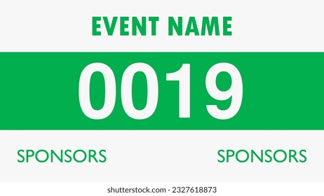 Green colored marathon number bib isolated on white.