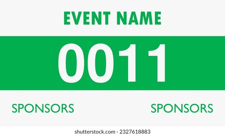 Green colored marathon number bib isolated on white.