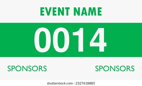 Green colored marathon number bib isolated on white.