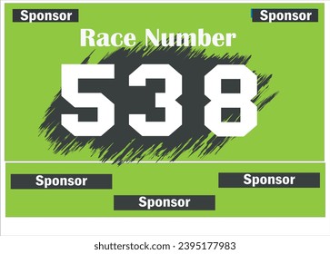 Green colored marathon number bib isolated on white.