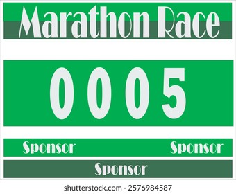 Green colored marathon number bib isolated on white