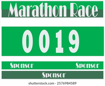 Green colored marathon number bib isolated on white