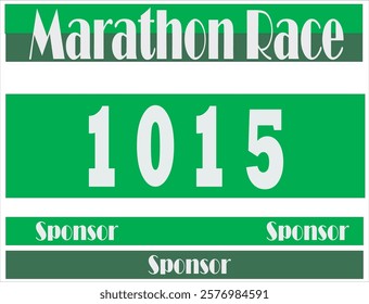 Green colored marathon number bib isolated on white