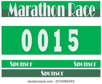 Green colored marathon number bib isolated on white