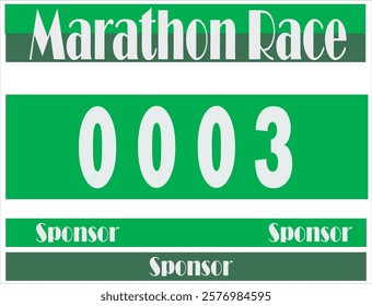 Green colored marathon number bib isolated on white