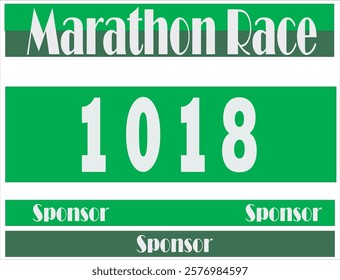 Green colored marathon number bib isolated on white