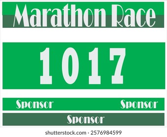 Green colored marathon number bib isolated on white