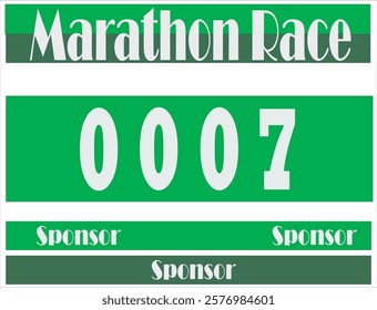 Green colored marathon number bib isolated on white