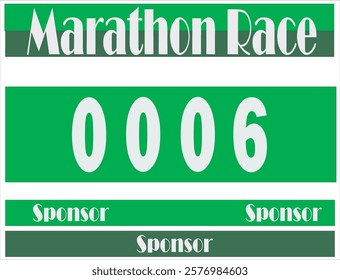 Green colored marathon number bib isolated on white