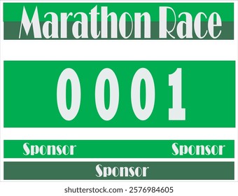 Green colored marathon number bib isolated on white