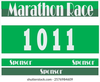 Green colored marathon number bib isolated on white