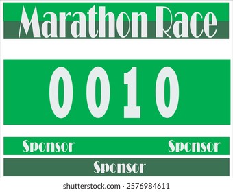 Green colored marathon number bib isolated on white