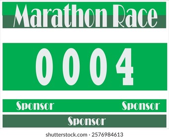 Green colored marathon number bib isolated on white