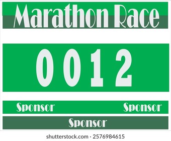 Green colored marathon number bib isolated on white