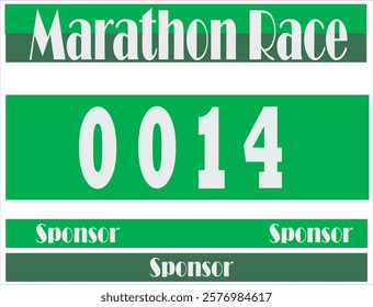 Green colored marathon number bib isolated on white