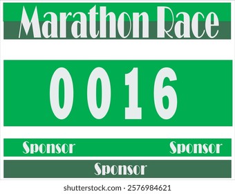 Green colored marathon number bib isolated on white