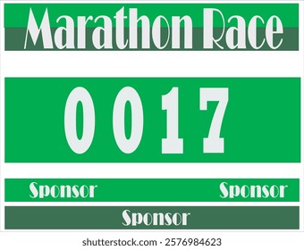 Green colored marathon number bib isolated on white