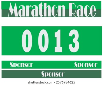 Green colored marathon number bib isolated on white