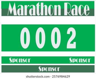 Green colored marathon number bib isolated on white