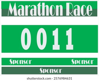 Green colored marathon number bib isolated on white