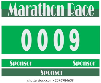 Green colored marathon number bib isolated on white