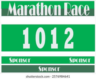 Green colored marathon number bib isolated on white