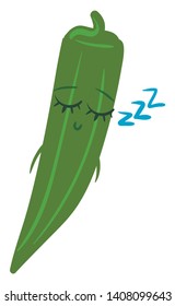 Ein grün gefärbter Okra-schneller Schlaf, Vektorgrafik, Farbzeichnung oder Illustration. 