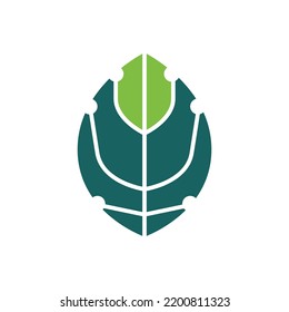 Green colored oval leaf logo. Suitable for environment, climate change, biodiversity, and company.