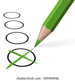green colored pencil drawing cross for selection usage