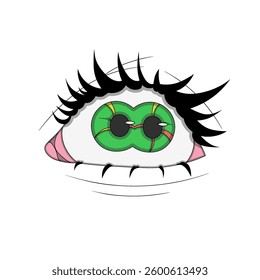 Green colored Psychedelic eye, split eye, liquid eye, psychedelic sticker