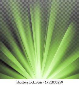 Green colored rays with color spectrum flare