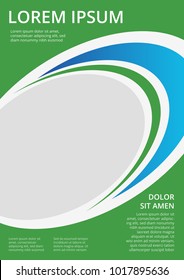 Green Colored with rounds and elipse, modern business motion style cover design for booklet, brochure, annual report, proposal A4 format