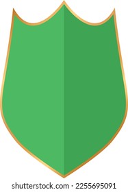  green colored shield icons with gold frame on white background
