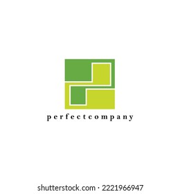 Green colored square vector logo. Vintage concept logo. Logo for industry, business, company, and product.