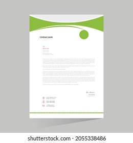 Green colored stylish vector letterhead design for any kind of use