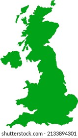 Green colored United Kingdom outline map. Political uk map. Vector illustration map.
