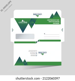 green colored vector DL Envelope design for any company use