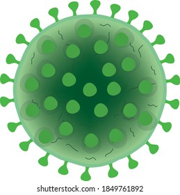 Ilustración vectorial de color verde de covid 19 y virus similares