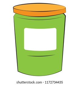 green colored vector Illustration of a jam jelly jar mayonnaise butter blank empty bottle template