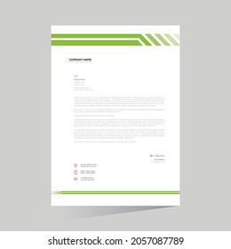 green colored vector letterhead design for any kind of use