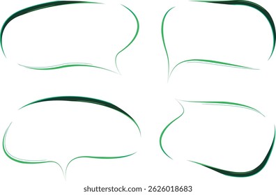 green colorful abstract art stroke speech bubbles set
