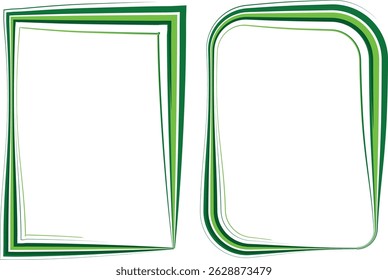 quadros retangulares de arte de linha abstrata colorido verde