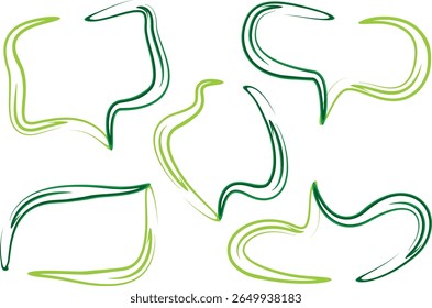 green colorful abstract sketchy design speech bubbles set