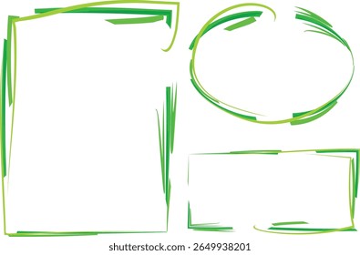 green colorful creative abstract stroke pattern sketchy frames set