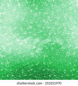 Green colorful geometric pattern of green triangles with flickering lights