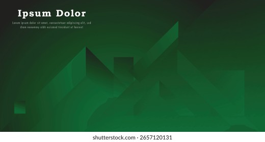 Green colorful gradient background with geometric shape. Abstract elegant green gradation template design vector for banner, abstract wallpapers,