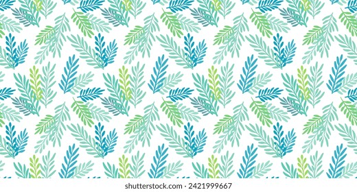 Green colorful leaf background, cute tropical leaves nature pattern, vector hand drawn wallpaper design