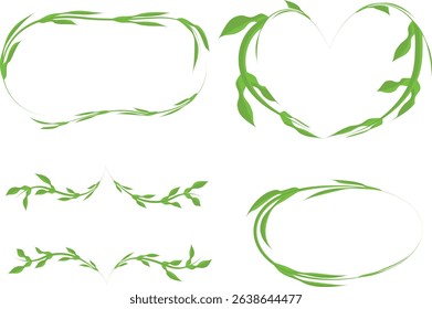 green colorful ornate decorative outline frames set