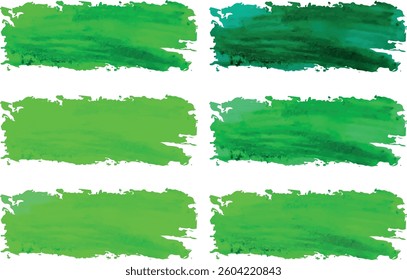green colorful palette abstract brush strokes set