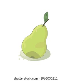 Green colorful pear fruit icon isolated  on white background. Cartoon flat desing. Vector illustration for bady shower, fashion clothes t- shirt ptint,menu card.